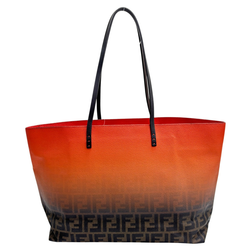 橘色 棕色 Zucca 帆布 托特包【FENDI 芬迪】 8BH185-2