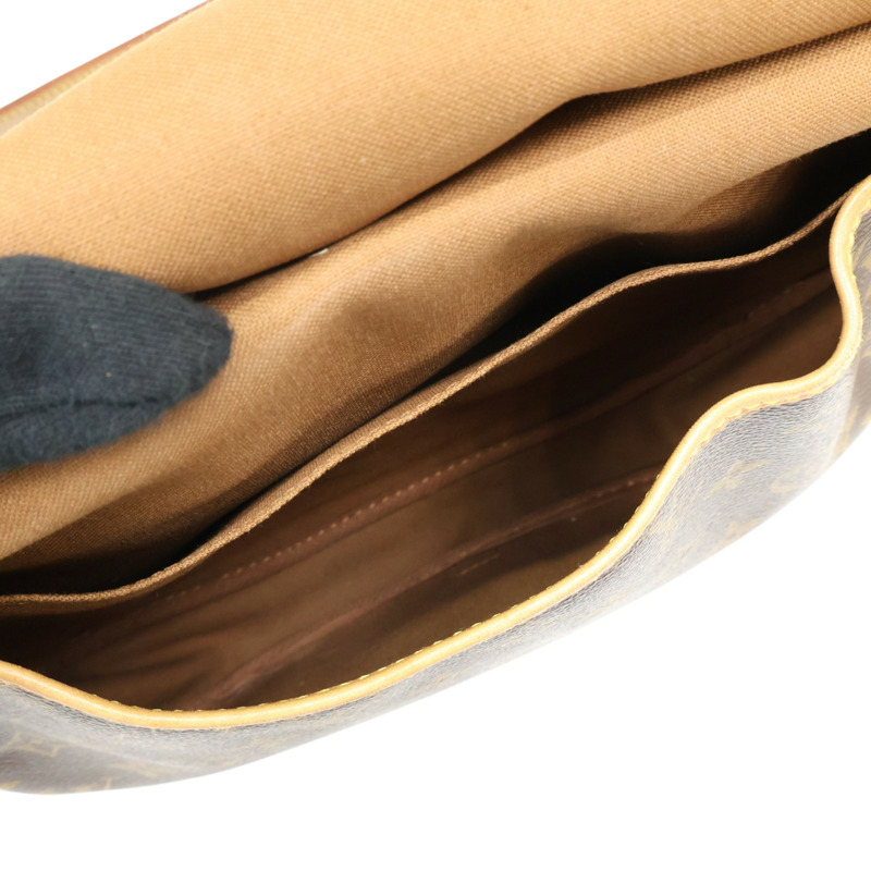 棕色 原花帆布 Saumur 30 肩背包【LOUIS VUITTON LV 路易威登】 M42256-4