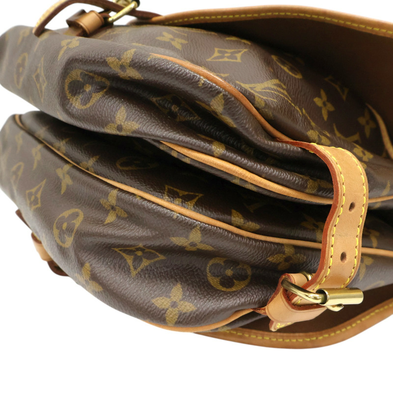 棕色 原花帆布 Saumur 30 肩背包【LOUIS VUITTON LV 路易威登】 M42256-11