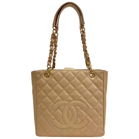 米色 荔枝紋 牛皮 PST 肩背包【CHANEL 香奈兒】 A50994