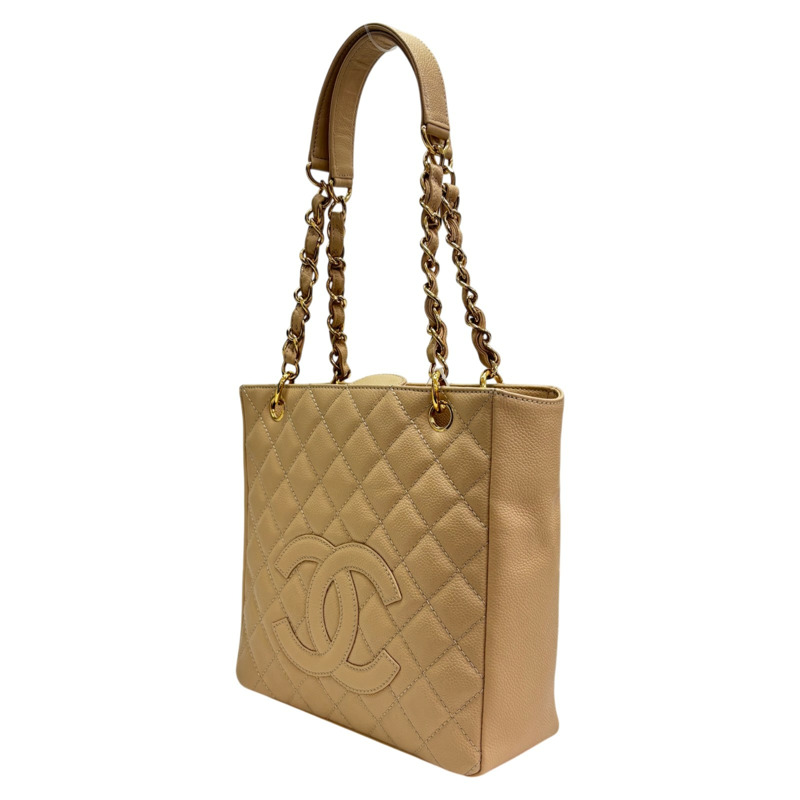 米色 荔枝紋 牛皮 PST 肩背包【CHANEL 香奈兒】 A50994-1