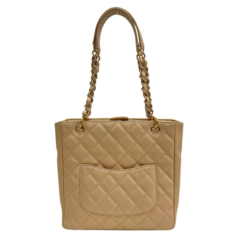 米色 荔枝紋 牛皮 PST 肩背包【CHANEL 香奈兒】 A50994-2