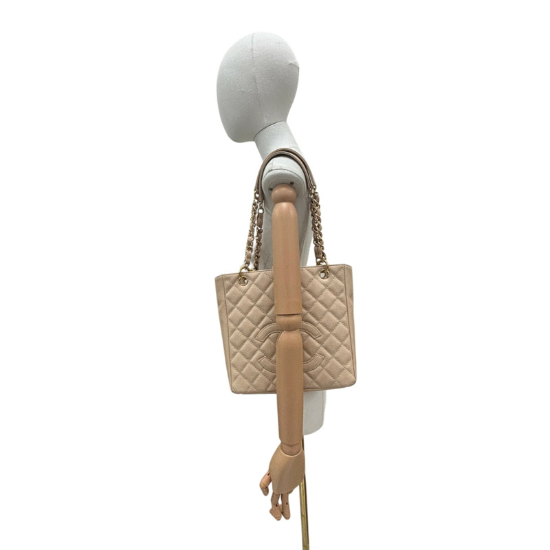 米色 荔枝紋 牛皮 PST 肩背包【CHANEL 香奈兒】 A50994-8