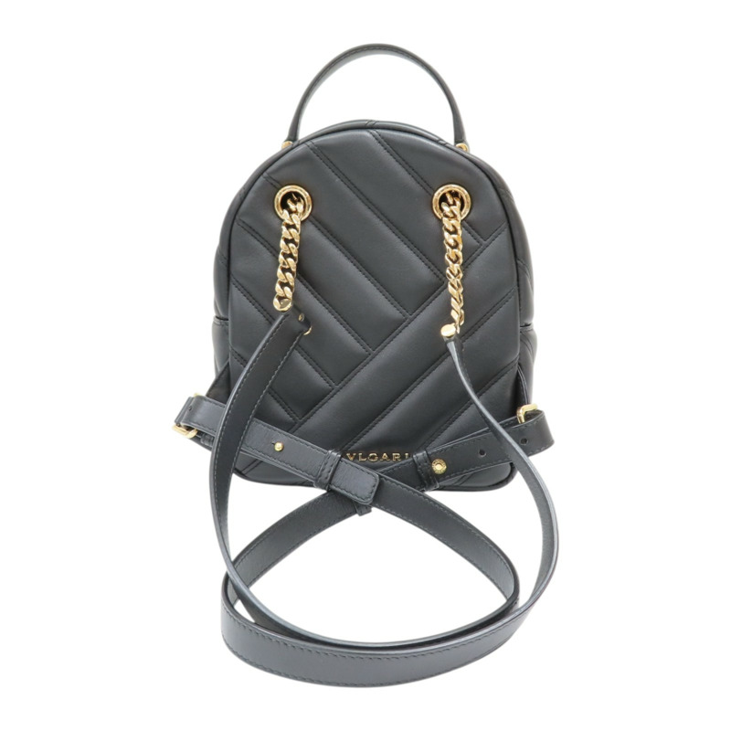 黑色 牛皮 Serpenti Cabochon 後背包【BVLGARI 寶格麗】 288735-1