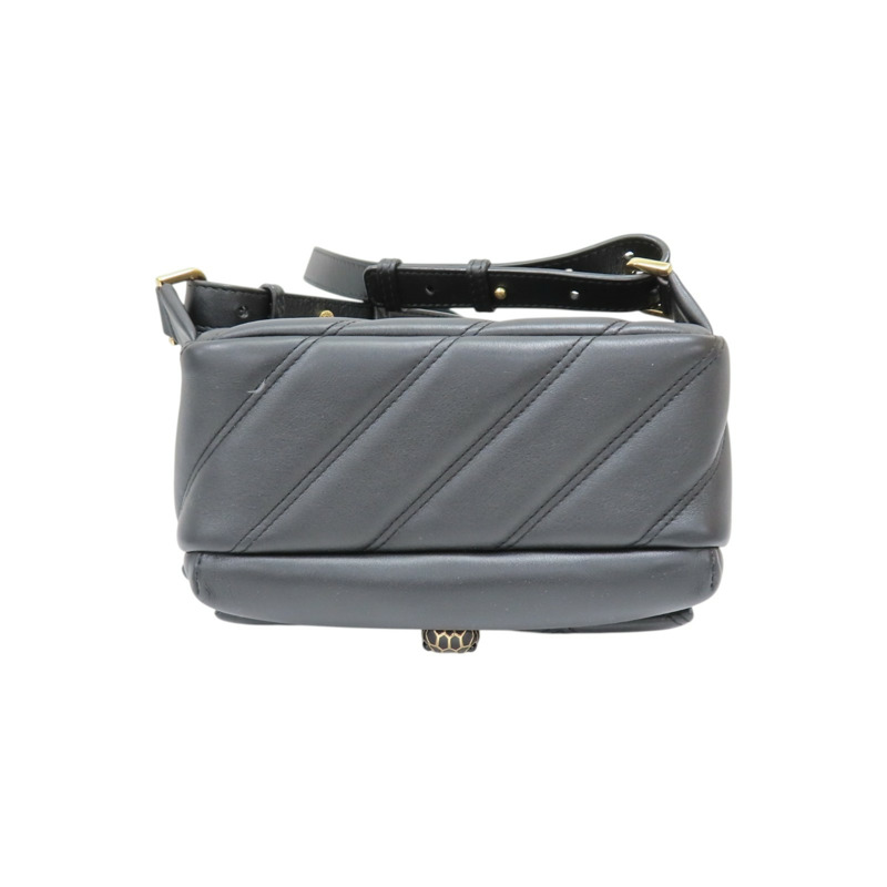 黑色 牛皮 Serpenti Cabochon 後背包【BVLGARI 寶格麗】 288735-3