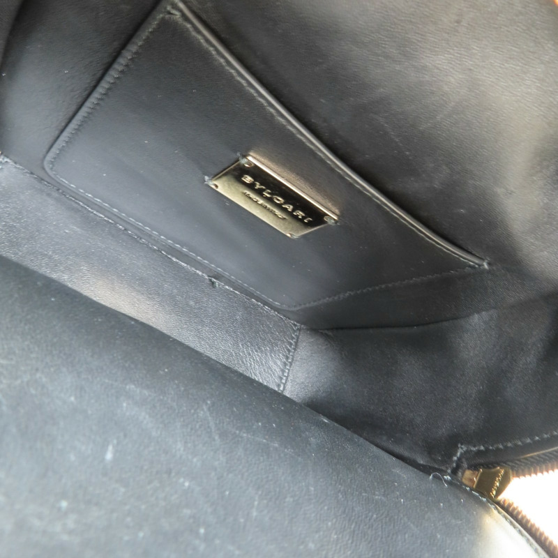 黑色 牛皮 Serpenti Cabochon 後背包【BVLGARI 寶格麗】 288735-4