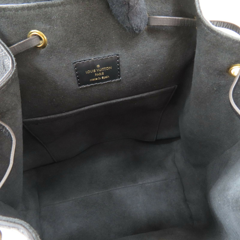 黑色 原花壓紋 牛皮 Montsouris 後背包【LOUIS VUITTON LV 路易威登】 M45205-4