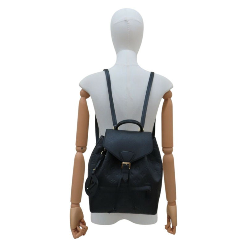 黑色 原花壓紋 牛皮 Montsouris 後背包【LOUIS VUITTON LV 路易威登】 M45205-11