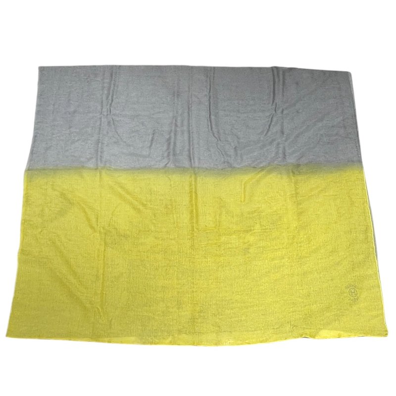 HERMES 愛馬仕 輕薄圍巾 喀什米爾羊毛混紡混紡 灰色/黃色-1