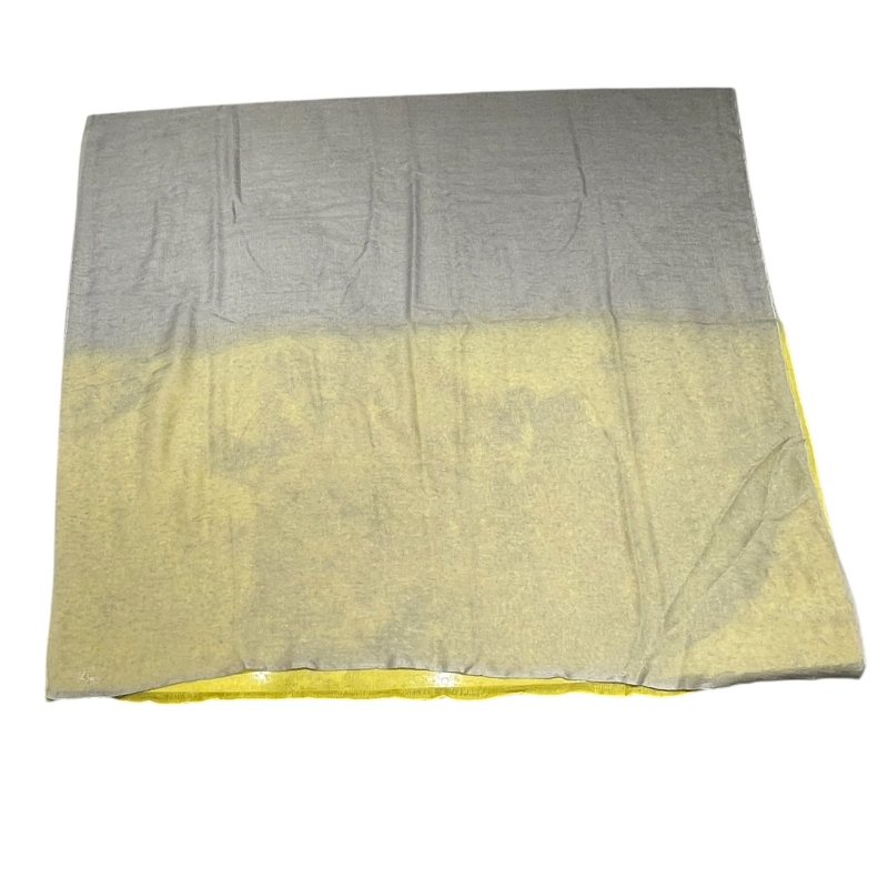 HERMES 愛馬仕 輕薄圍巾 喀什米爾羊毛混紡混紡 灰色/黃色-2