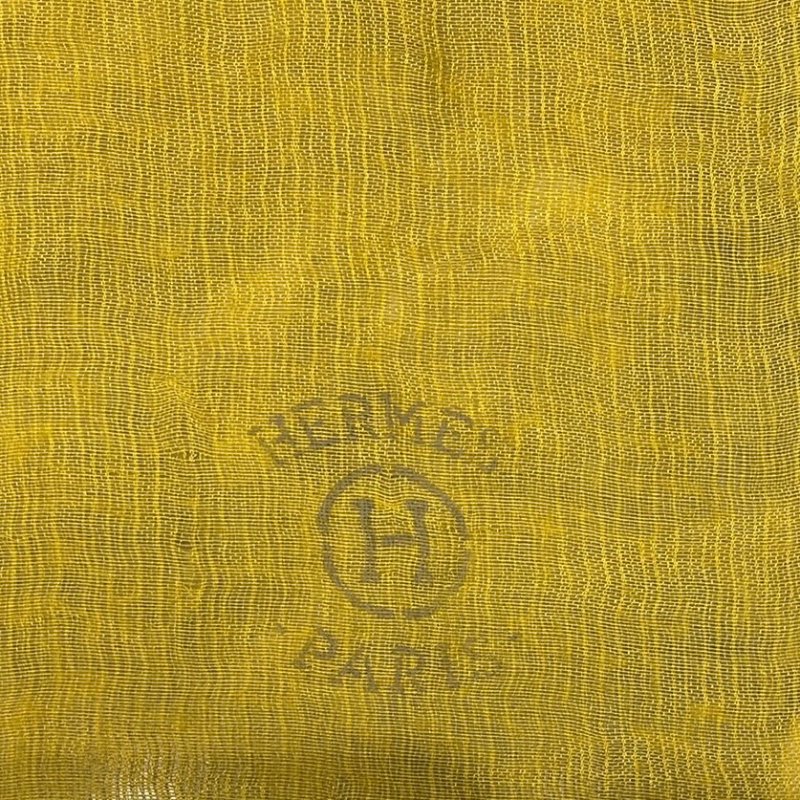 HERMES 愛馬仕 輕薄圍巾 喀什米爾羊毛混紡混紡 灰色/黃色-3