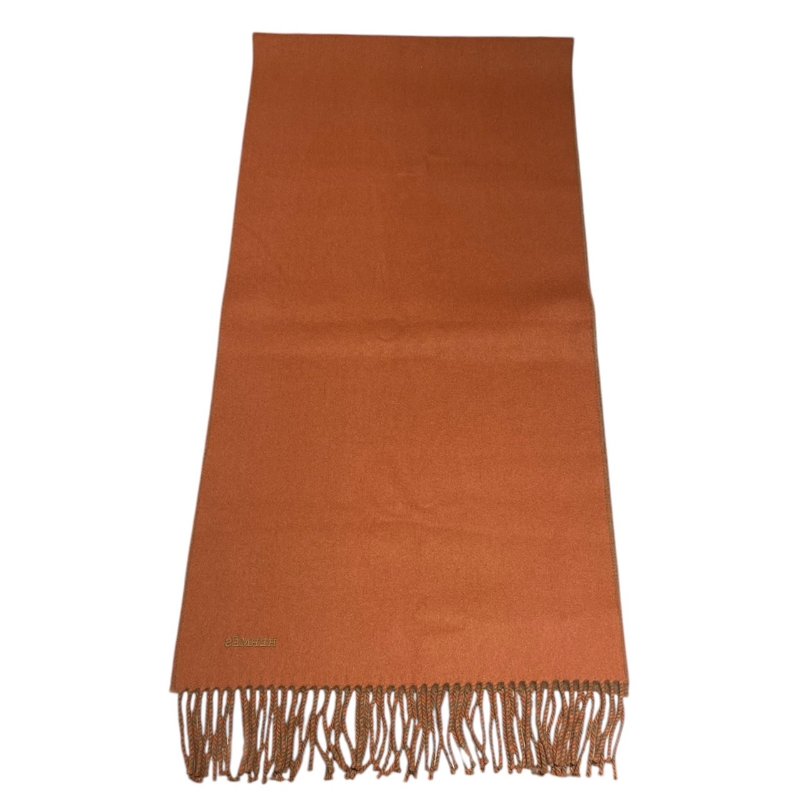 HERMES 愛馬仕 雙面圍巾 CASHMERE 100% 灰棕色/磚紅色-4