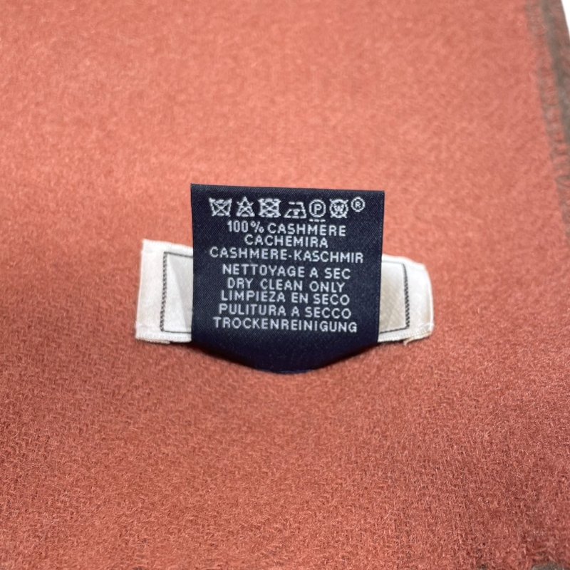HERMES 愛馬仕 雙面圍巾 CASHMERE 100% 灰棕色/磚紅色-6
