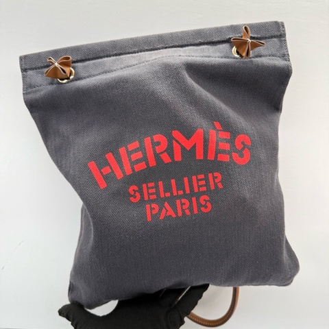 HERMES 愛馬仕 藍色ALINE帆布肩背包 C刻