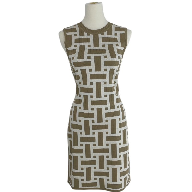 HERMES 愛馬仕 針織無袖洋裝 混紡 棕色系 EU36-0