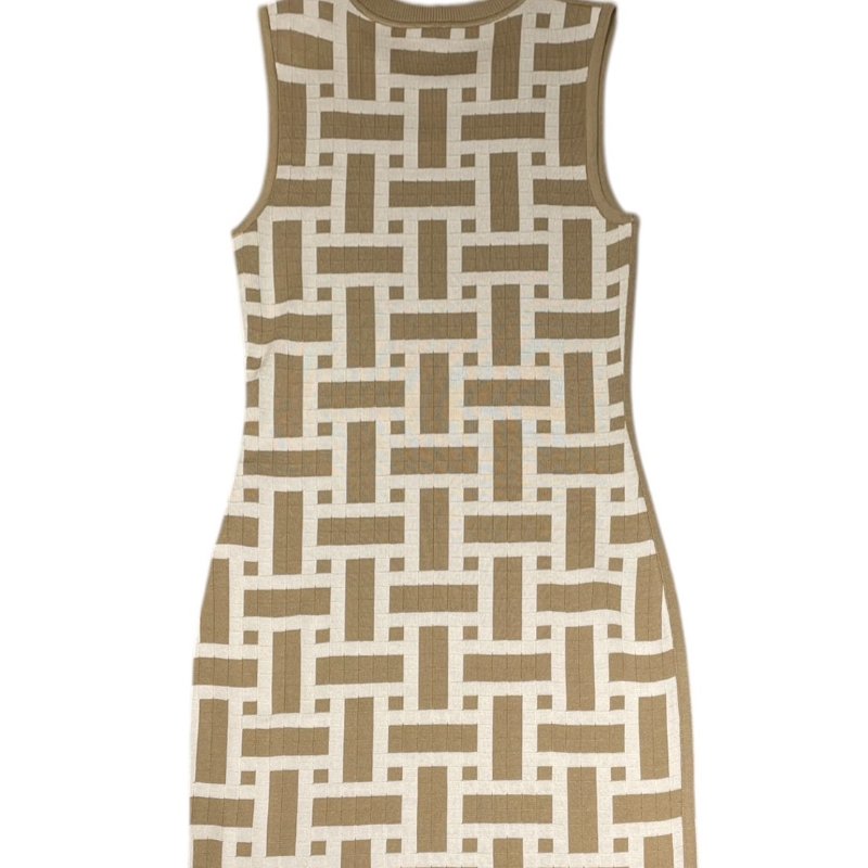 HERMES 愛馬仕 針織無袖洋裝 混紡 棕色系 EU36-2
