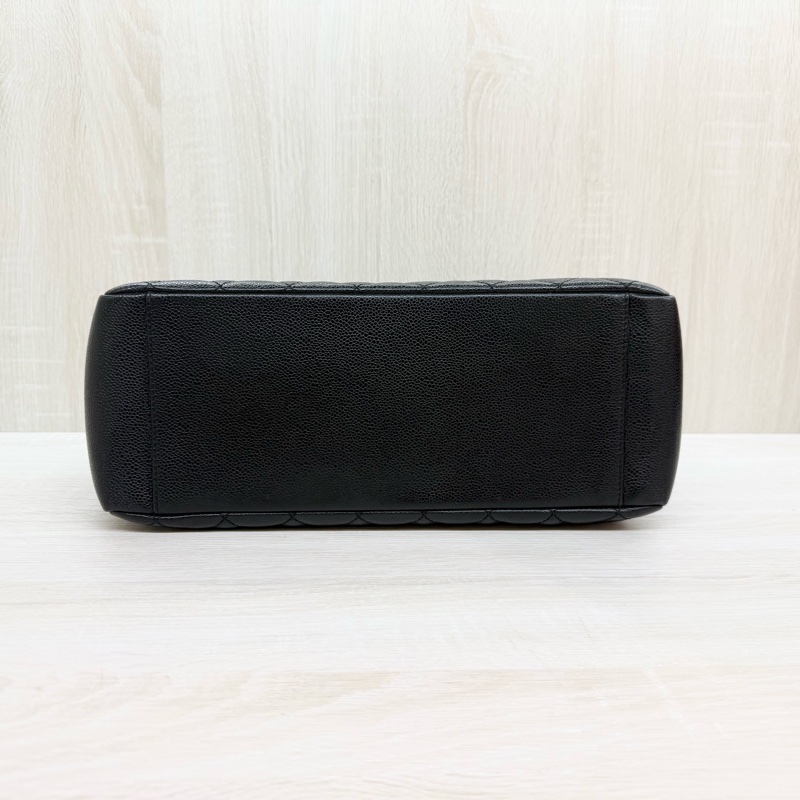 CHANEL（絕版超值✨黑色荔枝牛皮銀釦GST托特包/A50995-6