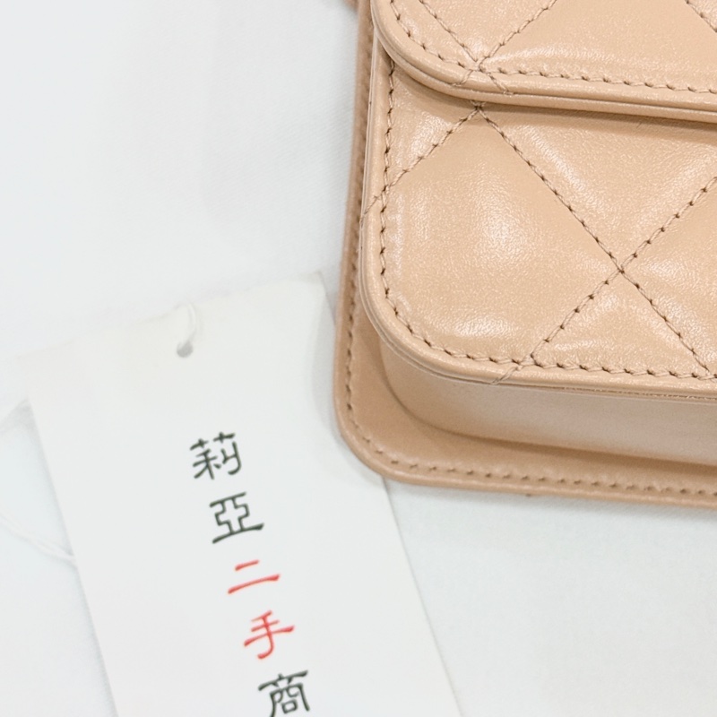 莉亞精品♡CHANEL雙金珠19cm奶茶 二手美包-8