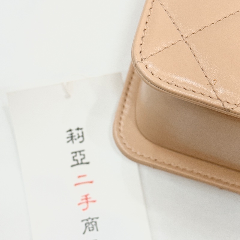 莉亞精品♡CHANEL雙金珠19cm奶茶 二手美包-9