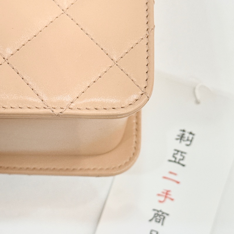 莉亞精品♡CHANEL雙金珠19cm奶茶 二手美包-10