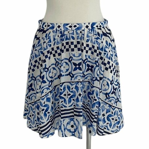 LOUIS VUITTON 路易威登 老花短裙 混紡 藍色系 EU34