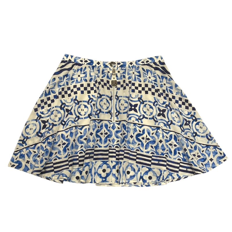 LOUIS VUITTON 路易威登 老花短裙 混紡 藍色系 EU34-2