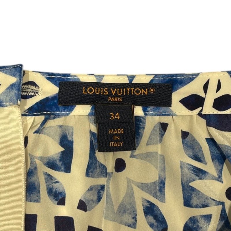 LOUIS VUITTON 路易威登 老花短裙 混紡 藍色系 EU34-3