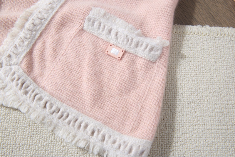 ❤️Chanel 一套两件🌸櫻花粉色流蘇邊針織開衫-3