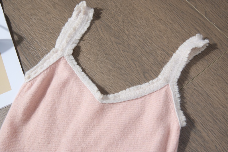 ❤️Chanel 一套两件🌸櫻花粉色流蘇邊針織開衫-5
