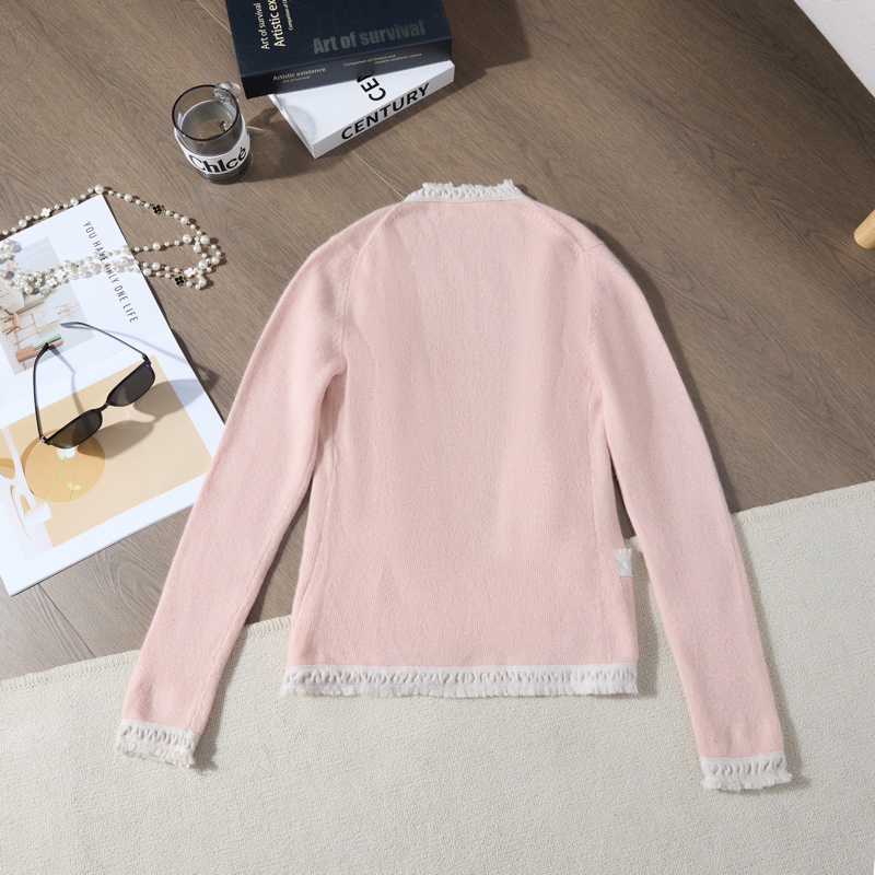 ❤️Chanel 一套两件🌸櫻花粉色流蘇邊針織開衫-6