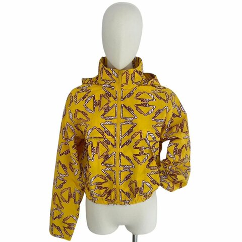 HERMES 愛馬仕 印花兩用短外套 尼龍混紡 黃色系 EU38