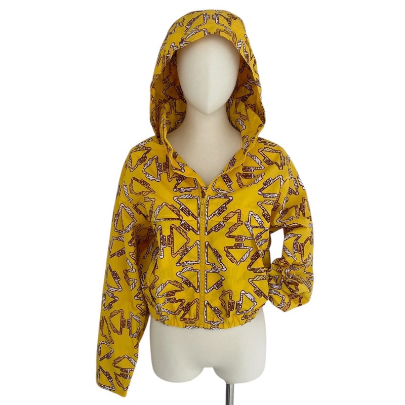 HERMES 愛馬仕 印花兩用短外套 尼龍混紡 黃色系 EU38-1