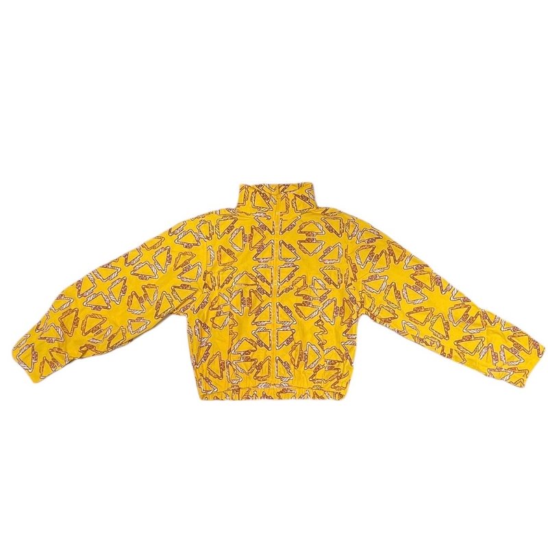 HERMES 愛馬仕 印花兩用短外套 尼龍混紡 黃色系 EU38-2