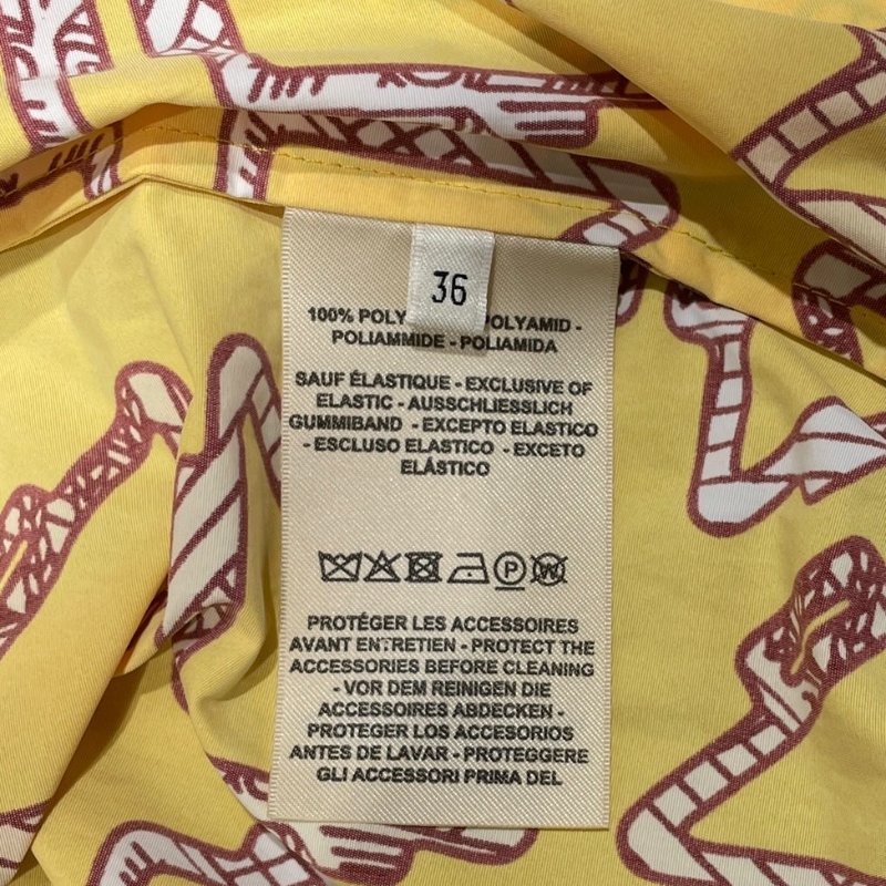 HERMES 愛馬仕 印花兩用短外套 尼龍混紡 黃色系 EU38-6