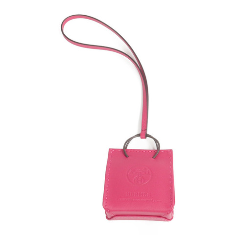 HERMES Milo皮革/Swift皮革Orange Bag Charm掛飾Rose Mexico