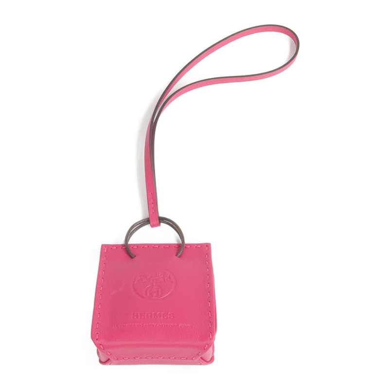 HERMES Milo皮革/Swift皮革Orange Bag Charm掛飾Rose Mexico-1