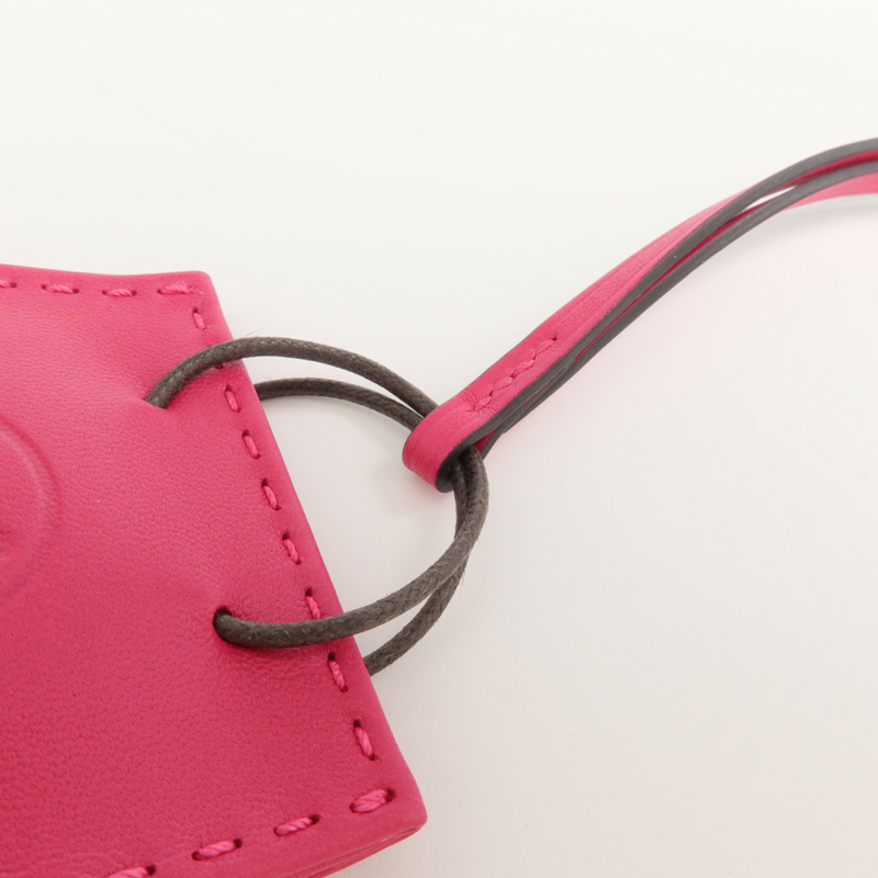 HERMES Milo皮革/Swift皮革Orange Bag Charm掛飾Rose Mexico-4