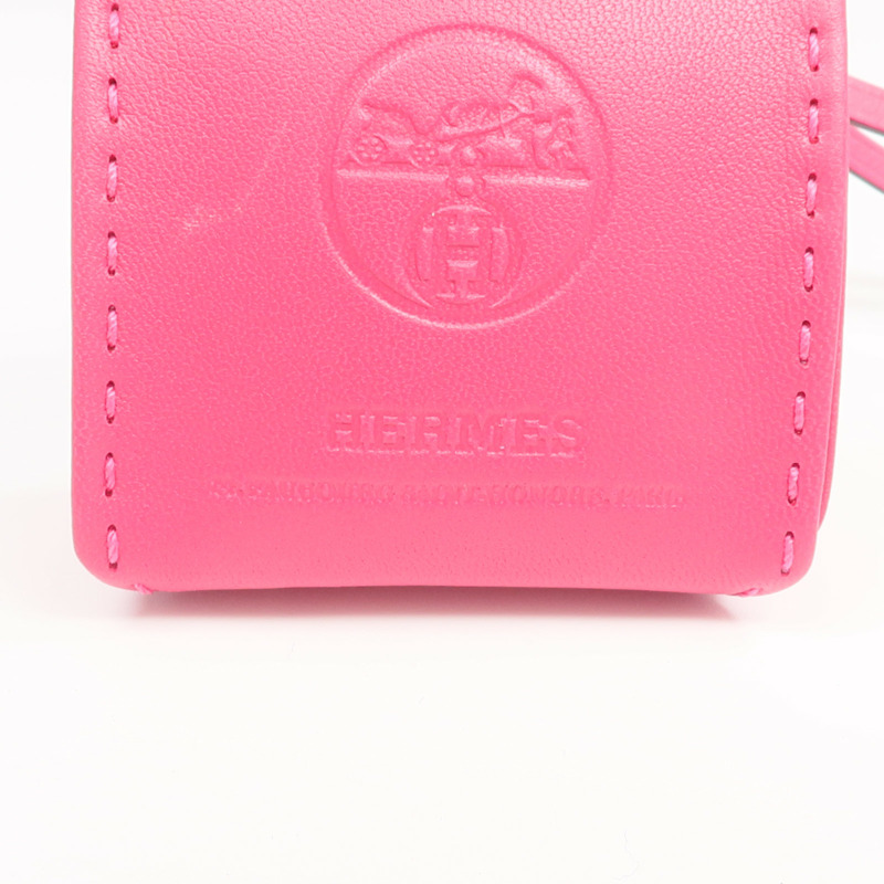 HERMES Milo皮革/Swift皮革Orange Bag Charm掛飾Rose Mexico-5