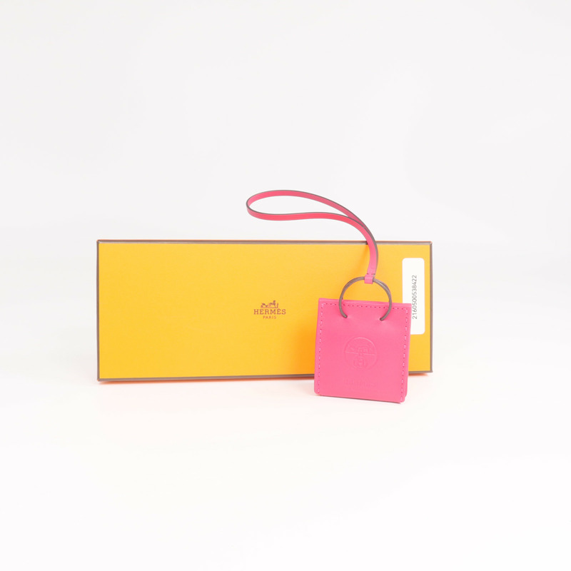HERMES Milo皮革/Swift皮革Orange Bag Charm掛飾Rose Mexico-7