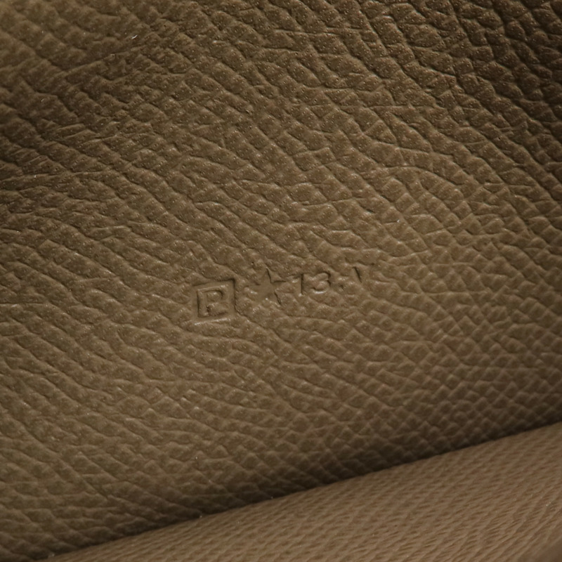 HERMES Epsom皮革Bearn Tri-Fold銀扣長錢包Rouge Casaque/Etoupe-17