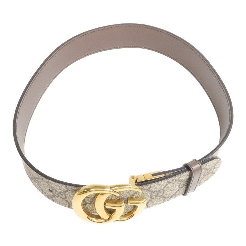 GUCCI 塗層帆布GG Marmont Belt 75cm金扣皮帶-3