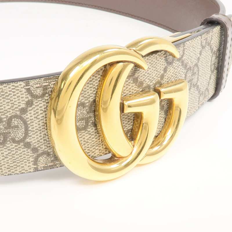 GUCCI 塗層帆布GG Marmont Belt 75cm金扣皮帶-4