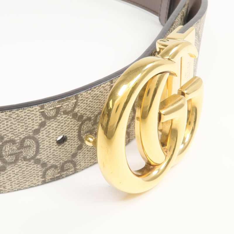 GUCCI 塗層帆布GG Marmont Belt 75cm金扣皮帶-7