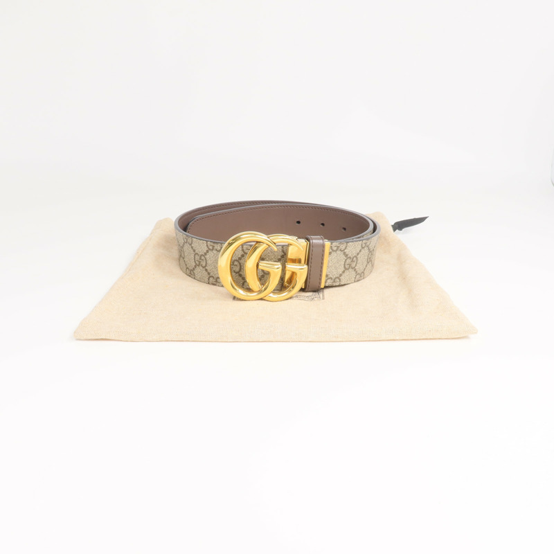 GUCCI 塗層帆布GG Marmont Belt 75cm金扣皮帶-11