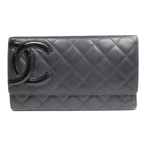 CHANEL 牛皮皮革Cambon Wallet銀扣長錢包