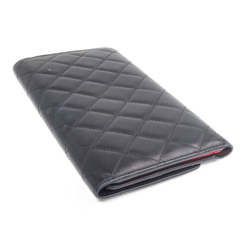 CHANEL 牛皮皮革Cambon Wallet銀扣長錢包-4