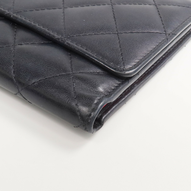 CHANEL 牛皮皮革Cambon Wallet銀扣長錢包-6