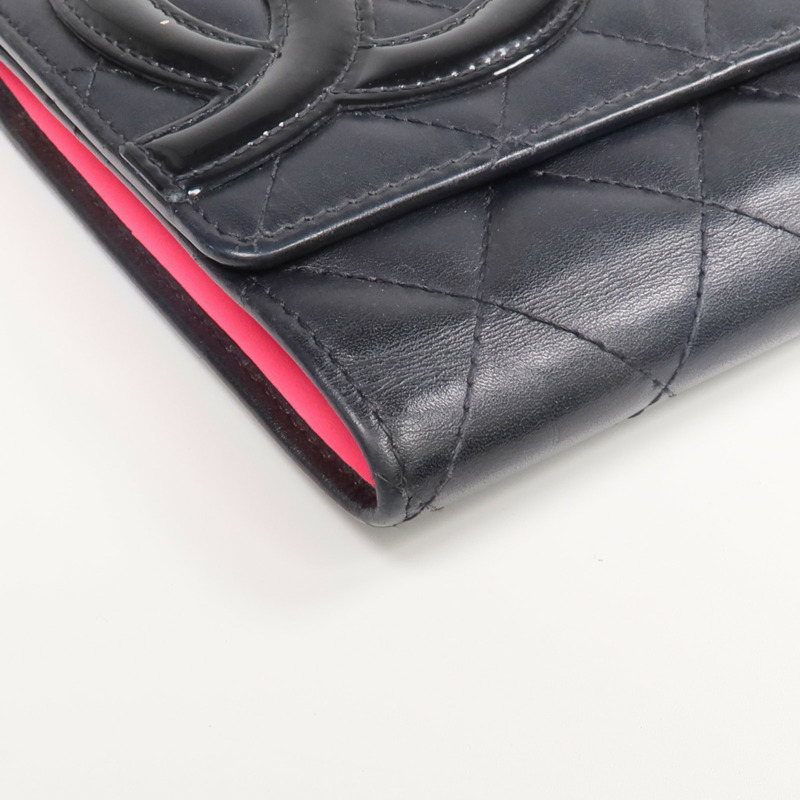 CHANEL 牛皮皮革Cambon Wallet銀扣長錢包-7