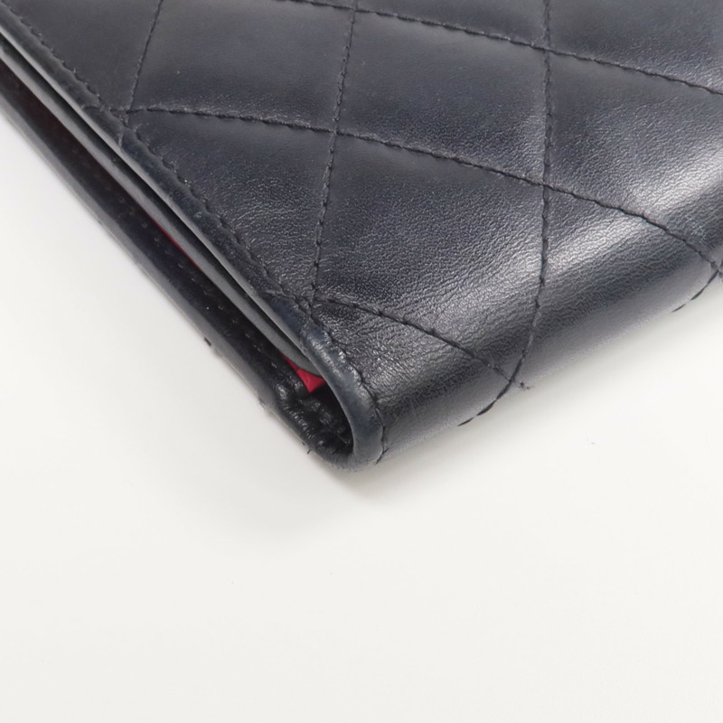 CHANEL 牛皮皮革Cambon Wallet銀扣長錢包-8