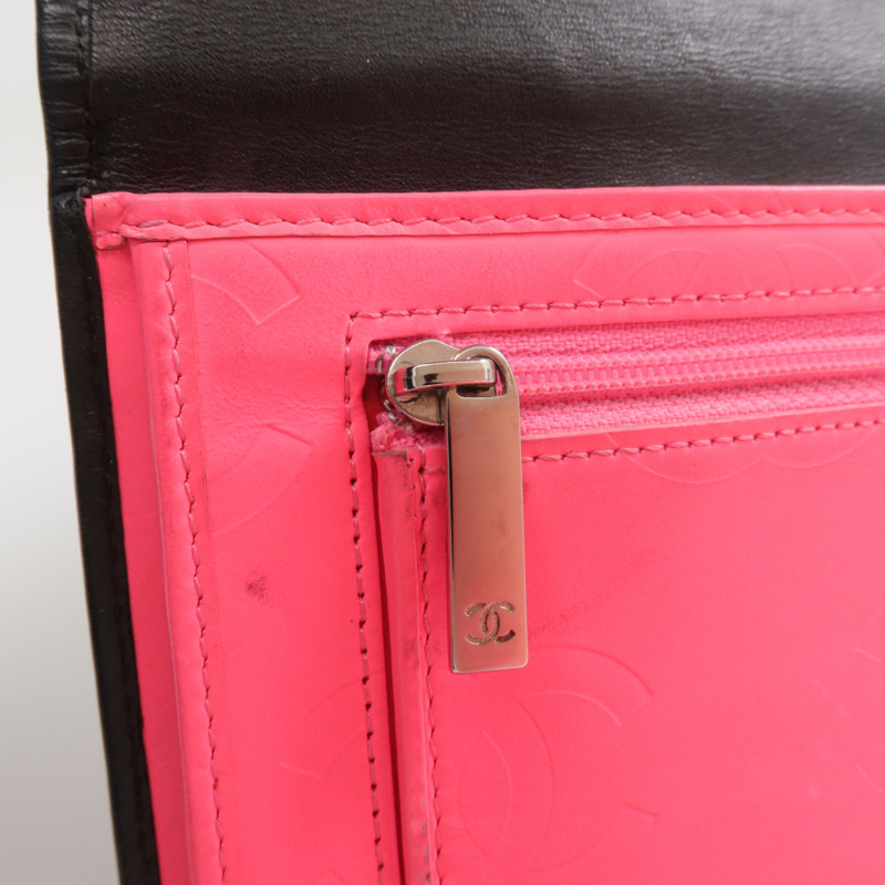 CHANEL 牛皮皮革Cambon Wallet銀扣長錢包-13